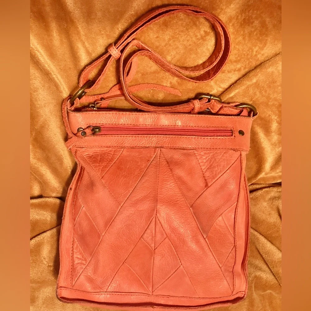 Lucky Brand Rayla Leather Crossbody Shoulder Handbag Boho Tassel Zip Tangerine - Picture 1 of 14